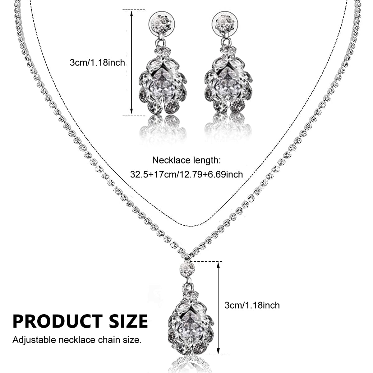 SANNIDHI Women Necklace Earrings Set Rhinestone Necklace Earstud Bridal Wedding Jewelry Sets Zircon Pendent Necklace Prom Gift Jewelry Set for Women and Girls SANNIDHI Women Necklace Earrings Set Rhinestone Necklace Earstud Bridal Wedding Jewelry Sets Zircon Pendent Necklace Prom Gift Jewelry Set for Women and Girls